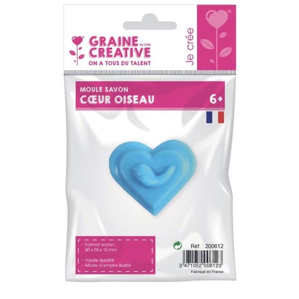 Graine Créative - Mini Hjärta Fågel Tvålform