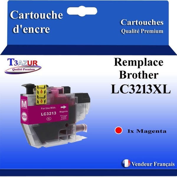 T3AZUR - Kassett kompatibel med Brother LC3213 XL Magenta för Brother DCP-J497DW, DCP-J572DW, DCP-J772DNW, DCP-J772DW, DCP-J774DW