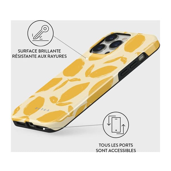 Coque MagSafe - Burga - iPhone 14 Pro Max - Gul - Mönster Lemon Tart - Stötdämpning