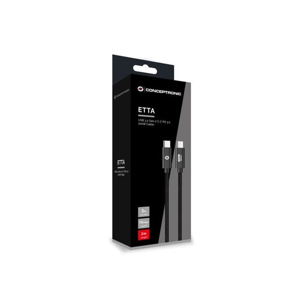 USB-C 3.0-kabel - CONCEPTRONIC - 2,00 m - 5 A - 10 Gbps - Svart