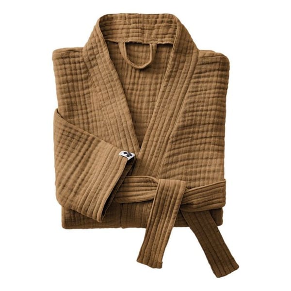 Blandad kimono badrock Gaïa vanlig bomullsväv - Gaïa Camel - Storlek L/XL