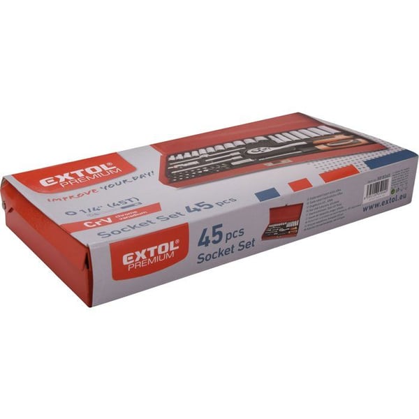 'EXTOL PREMIUM uttagsnycklar, set 45 delar, 1/4', 8818360'