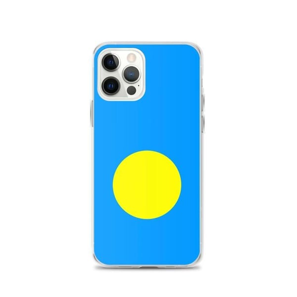Telefonfodral – Palauernas flagga – Kompatibel med iPhone 12 Pro – Flexibelt fodral – Slittålig och stötresistent – Silikon – Pixelforma
