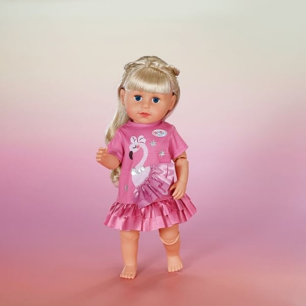 Baby født Robe til dukke Flamingo 43 cm