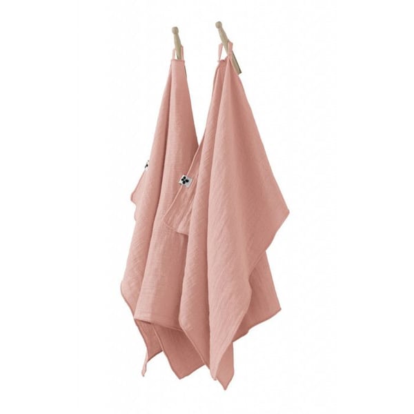Set med 2 "Gaïa" handdukar 50 x 70 cm "Cotton Gauze" - Gaïa Peach Pink