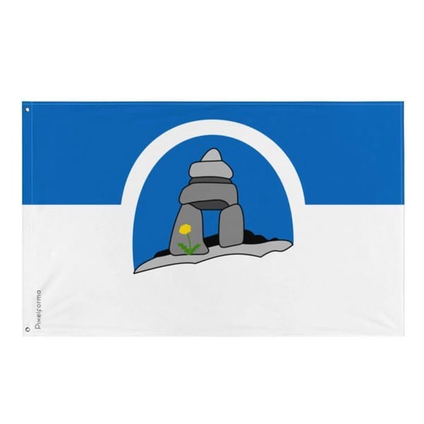 Franco-Nunavois Flagga – 90 x 150 cm – Resistenta Polyester – 2 Metall Öljett – Inomhus / Utomhus – Pixelforma