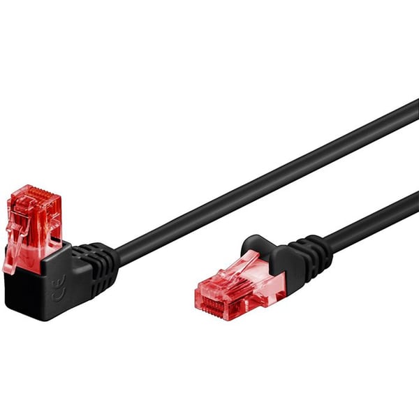 GOOBAY Ethernetkabel Cat6 10m oskyddad svart 1x RJ45 vinklad