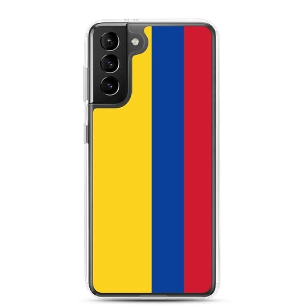 Mobilskal – Colombias flagga – Kompatibel med Samsung Galaxy S21 Ultra – Mjukt fodral – Motståndskraftigt och stöttåligt – Pixelforma