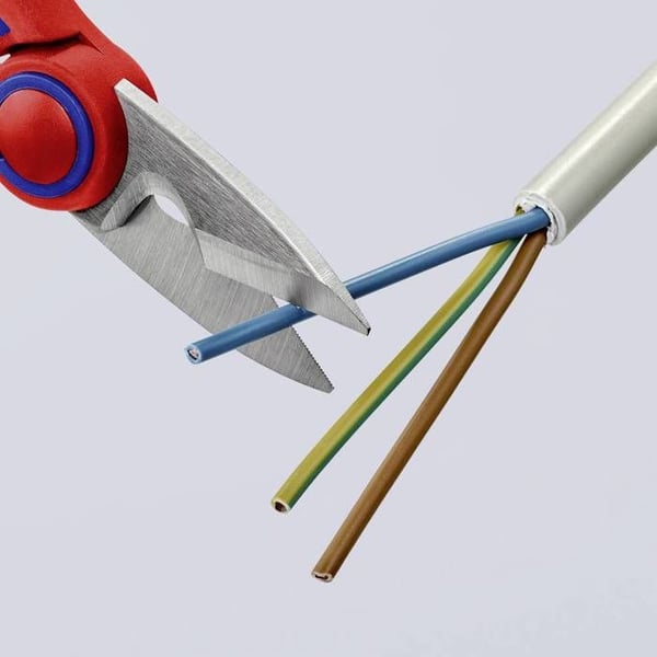 KNIPEX sähköteknikankäyttäjän sakset 190 mm - Punainen - Kaapelikatkaisija - Vyötasku mukana