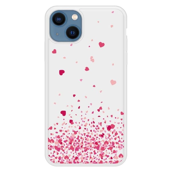 Coque i silikon förstärkt tryckt kompatibel med Apple iPhone 13 Confetti av hjärtan i rosa