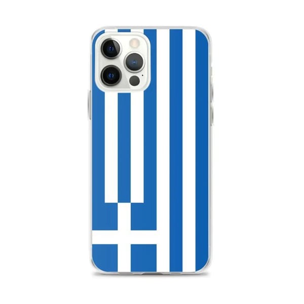 Mobilskal – Greklandsflagga – Kompatibel med iPhone 12 Pro Max – Mjukt fodral – Stötsäkert och resistent – Silikon – Pixelforma