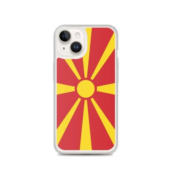 Telefonfodral – Nordmakedoniens flagga – Kompatibel med iPhone 14 – Mjuk fodral – Slitstark och stötsäker – Pixelforma