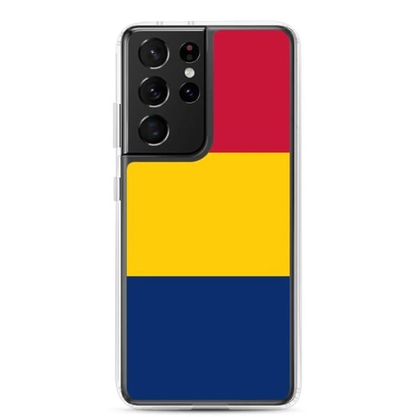 Telefonfodral – Tchads flagga – Kompatibel med Samsung Galaxy S10 – Mjuk och flexibel – Slitstark och stöttålig – Pixelforma