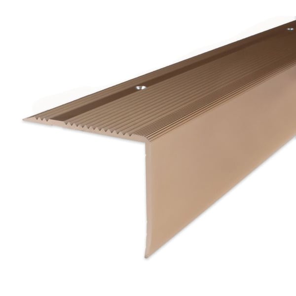 Trapets av anodiserad aluminium ljus brons L 69 mm H 55 mm Lång 1000 mm Genomgående 1 styck