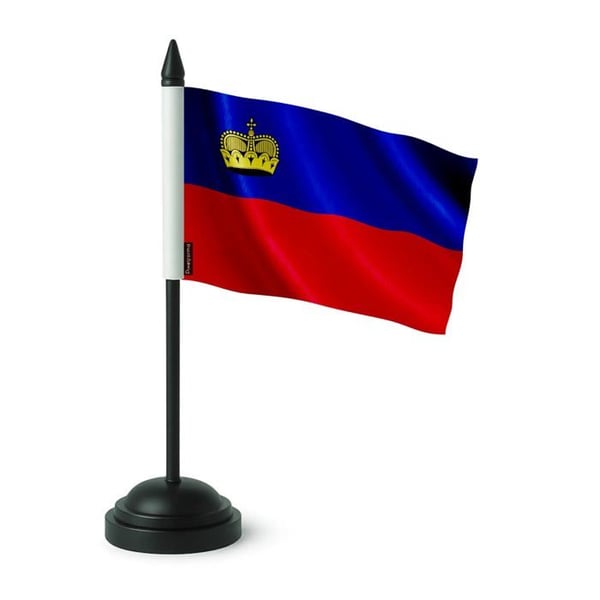Liechtensteins Bordflagga – 14 x 21 cm – Polyester – Svart Plastbas – Pixelforma