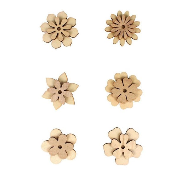 MégaCréa DIY - Träklistermärken blommor 5 x 4 cm 6 stycken