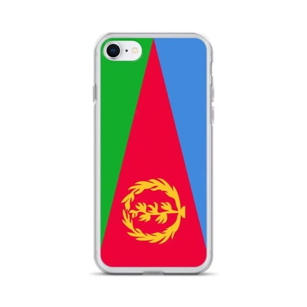 Telefonfodral – Eritreanskt flagga – Kompatibel med iPhone 7 Plus – Mjukt skal – Slitstarkt och stöttåligt – Silikon – Pixelforma