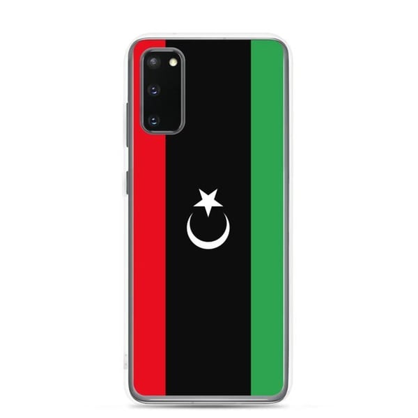 Telefonfodral – Libyens flagga – Kompatibel med Samsung Galaxy S20 Plus – Mjukt fodral – Slitstarkt och stötsäkert – Pixelforma