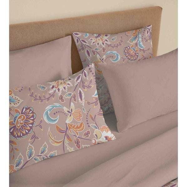 Komplett set med reversible duntäcke "Vanessa" 6 delar för säng 180 x 200 "King Size" Bergame Nude