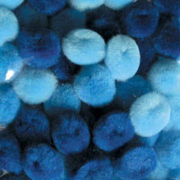 15 mm blå gradient pompoms x 45