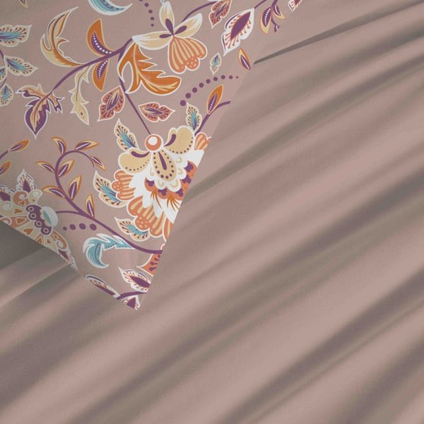 Komplett set med reversible duntäcke "Vanessa" 6 delar för säng 180 x 200 "King Size" Bergame Nude