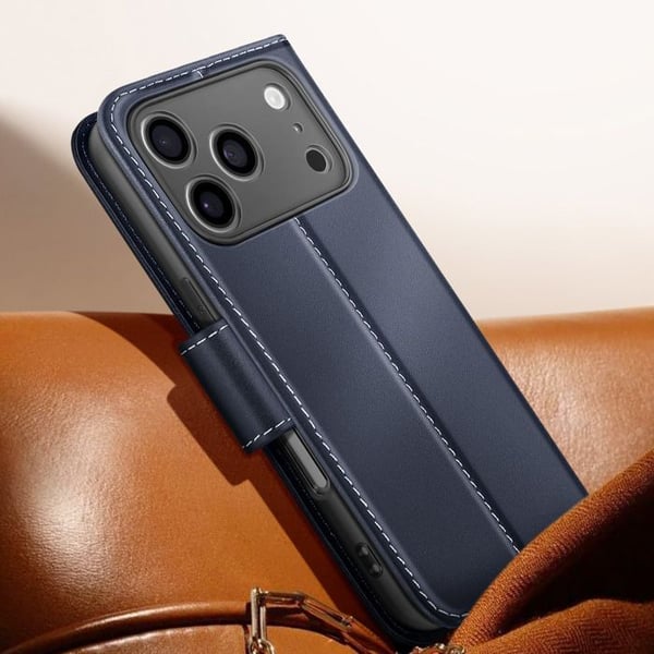 Plånboksfodral - AVIZAR - iPhone 17 Pro Max - Premium Läder - Ställfunktion - Mörkblå