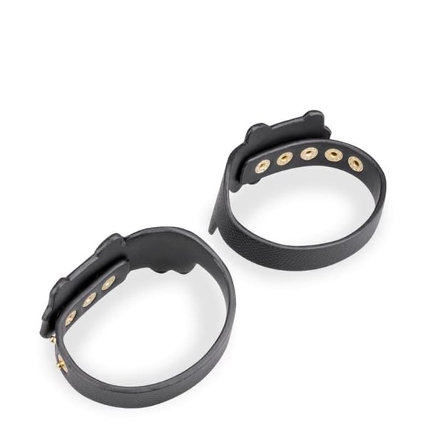 BDSM fotledsarmband i konstläder katt - Svart