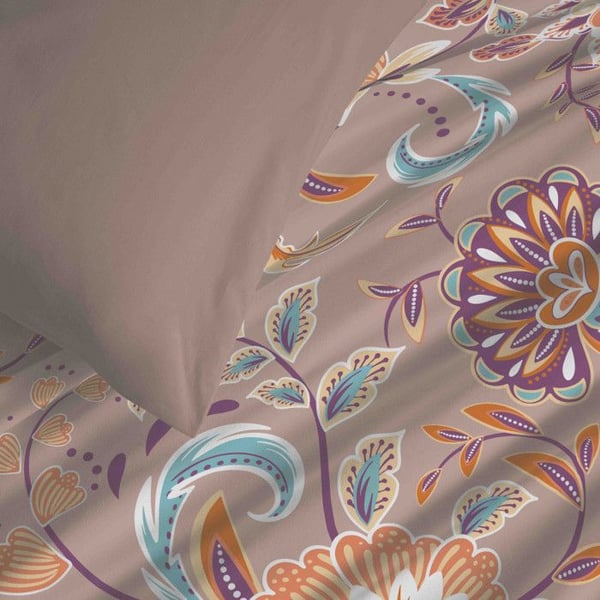 Komplett set med reversible duntäcke "Vanessa" 6 delar för säng 180 x 200 "King Size" Bergame Nude