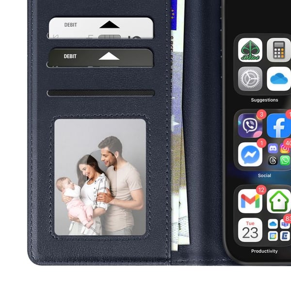 Plånboksfodral - AVIZAR - iPhone 17 Pro Max - Premium Läder - Ställfunktion - Mörkblå