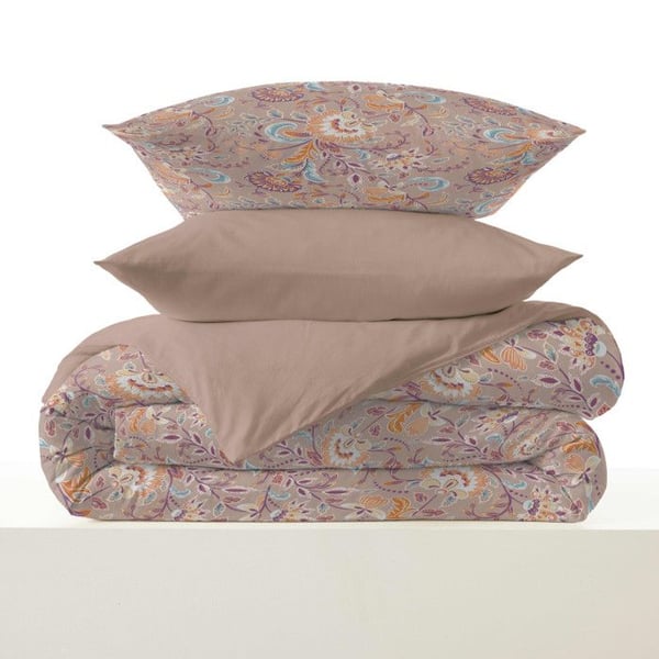 Komplett set med reversible duntäcke "Vanessa" 6 delar för säng 180 x 200 "King Size" Bergame Nude