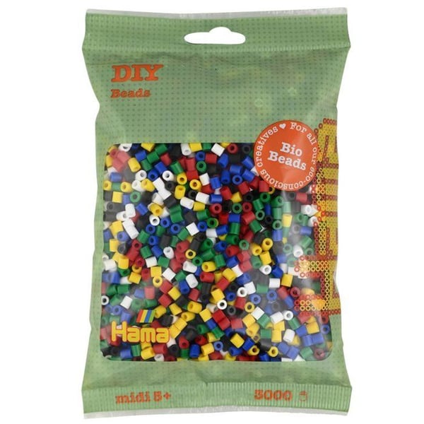 Hama - 3 000 standard MIDI pärlor (Ø5 mm) BIO mix 6 färger