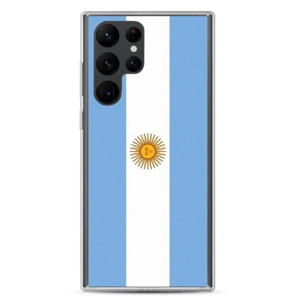 Telefonfodral – Argentinas flagga – Kompatibel med Samsung Galaxy S22 – Mjuk fodral – Stöt- och slitstarkt – Pixelforma