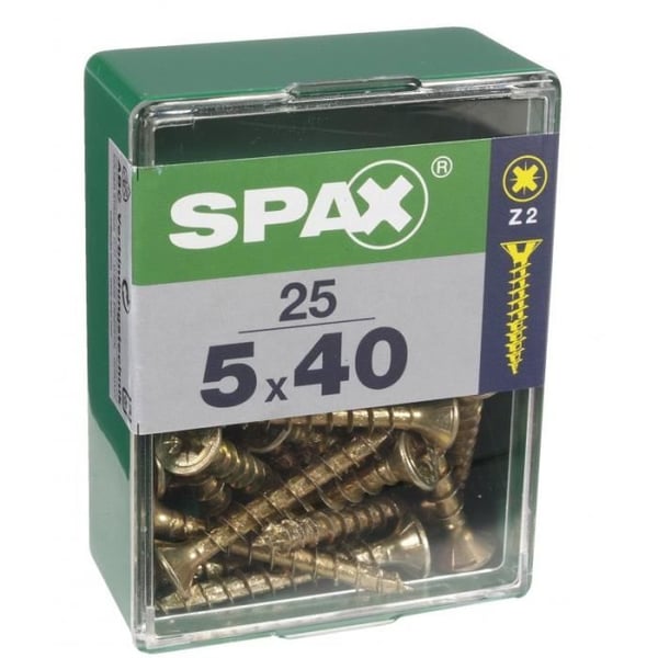 Vis - SPAX - Fräst huvud - Stål - Diam. 5 mm - Längd 40 mm - 25-pack