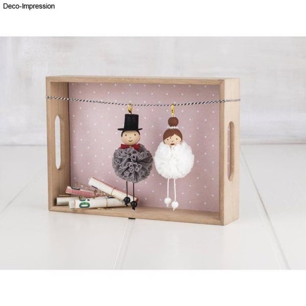 Mjuka Tulle Pomponer assorterade, blå - grå nyanser, ø4cm+ø5cm, Box 8 st