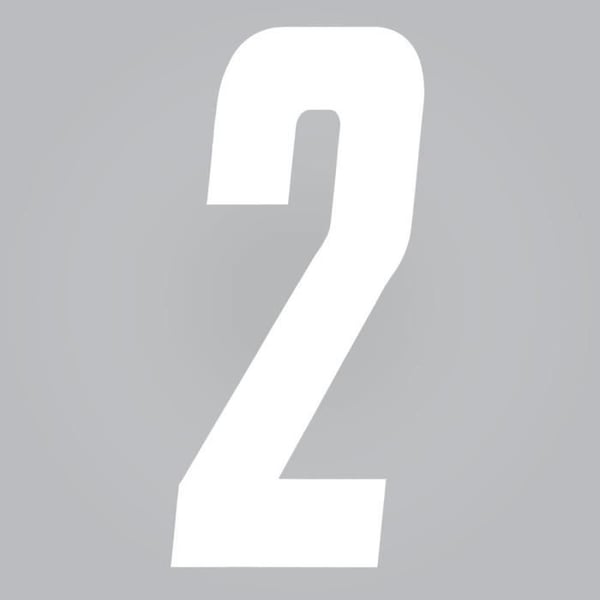 Autocollant - Kors - Nummer 2 - Vit - 21 cm - Pack av 3 stycken