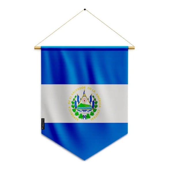 Fanion – El Salvadors Flagga – 30 x 45 cm – Polyester – Att Hänga – Pixelforma