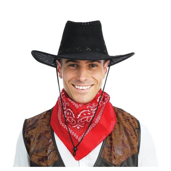 Svart cowboyhatt - Unisex - Svart cowboyhatt i imitat nubuck - Utomhus - Vuxen