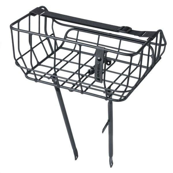 Cykelställ - BASIL - Portland - Korg 25L - Matt svart aluminium - Justerbar 28''-26'''