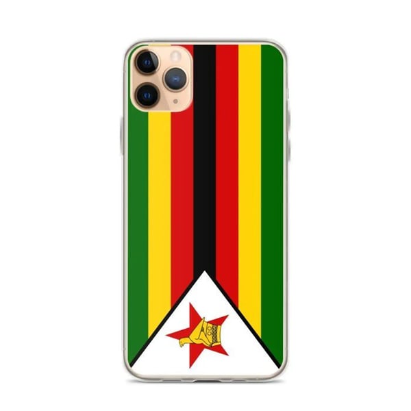 Mobilskal – Zimbabwes flagga – Kompatibel med iPhone 11 Pro Max – Mjuk fodral – Slitstark och stötresistent - Silikon - Pixelforma