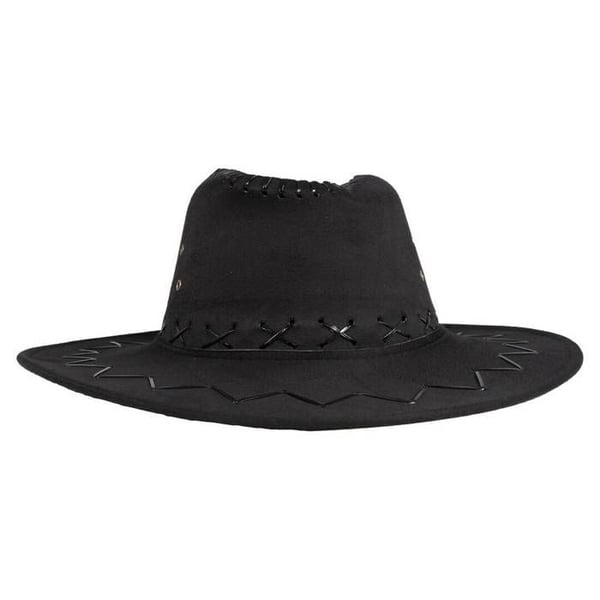 Svart cowboyhatt - Unisex - Svart cowboyhatt i imitat nubuck - Utomhus - Vuxen