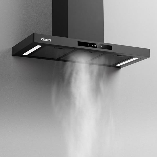 CIARRA Kåpa A+++ 90 cm Wi-Fi-kontroll 4 hastigheter 650m3/h Booster Silent Black - CD9102B-P