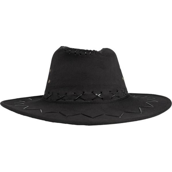 Svart cowboyhatt - Unisex - Svart cowboyhatt i imitat nubuck - Utomhus - Vuxen