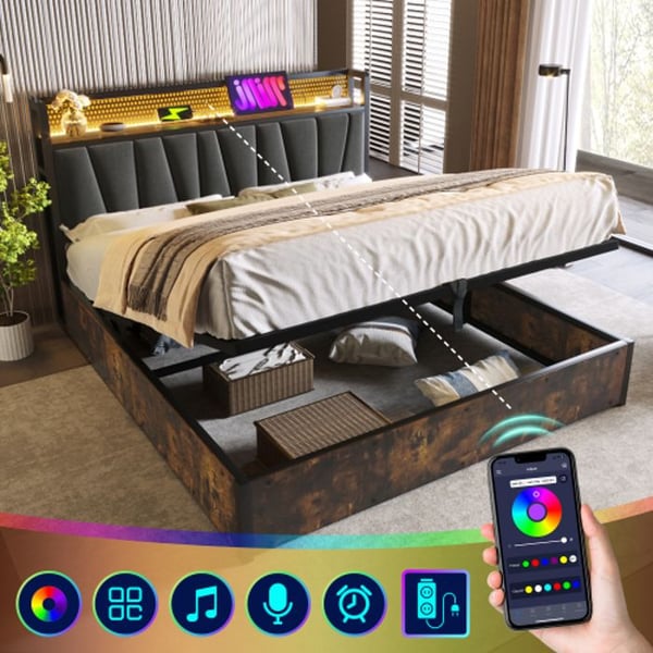 Lys - MUVOE - 160x200cm - Polstret - USB - LED RGBW