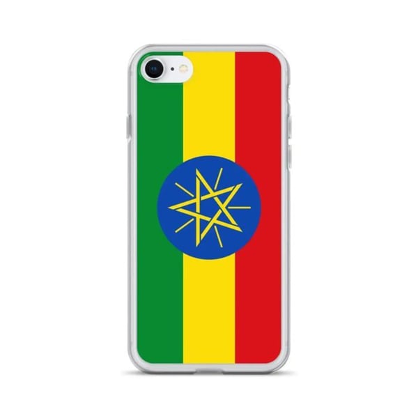Mobilskal – Flagga av Etiopien – Kompatibel med iPhone 7 Plus – Mjuk Skal – Stöttålig och Chockabsorberande - Silikon - Pixelforma
