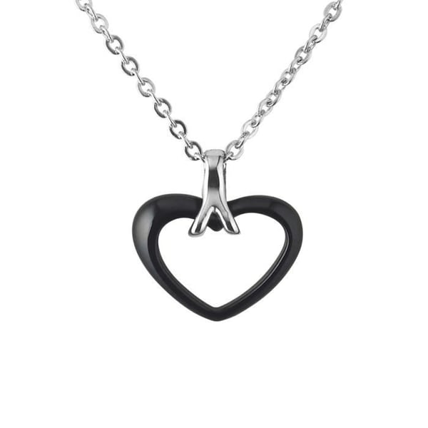 Halsband - Juli - Massivt Rhodium 925 - Svart - Stål - Keramik