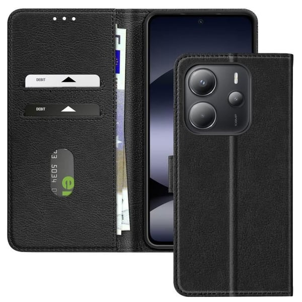 Smartphone-fodral - Xiaomi - Redmi Note 14 4G - Plånbok - Videostöd - Svart