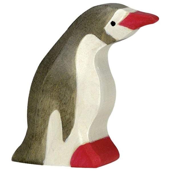 HOLZTIGER träfigur - Liten pingvin med huvudet framåt