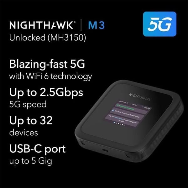 5G-router - NETGEAR - Nighthawk M3 - WiFi 6 - 2.5 Gbps - Bärbar och låst lös
