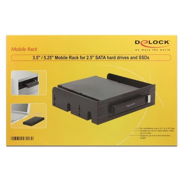 Rackmobil 2.5" - DeLOCK - Kompatibel SATA - Svart - USB 3.0 - LED-indikator