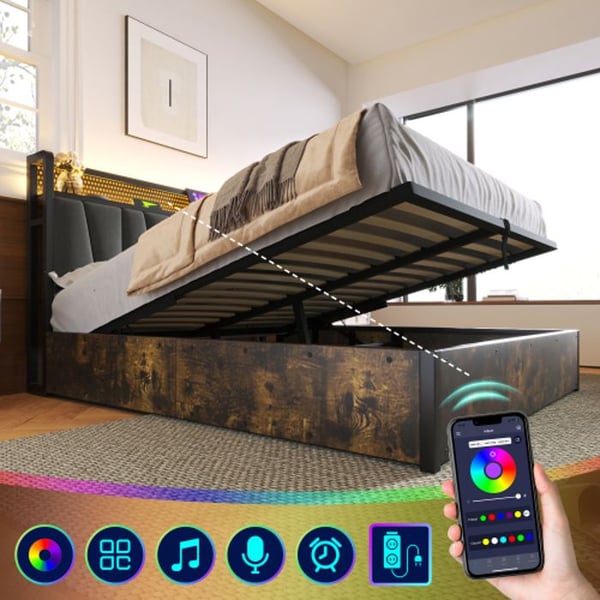 Lys - MUVOE - 160x200cm - Polstret - USB - LED RGBW